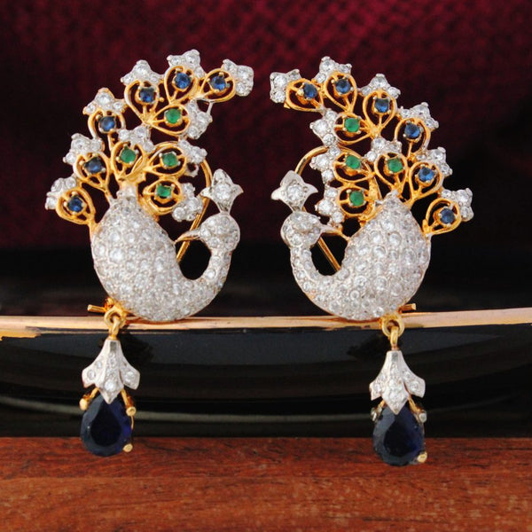 Peacock Earrings with sapphire (6239985238199)