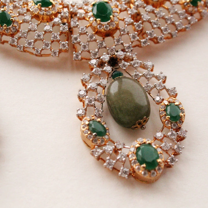 Necklace Set in Jade and Cubic Zircons (6881031815351)