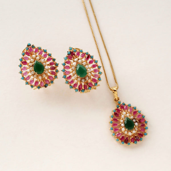 Locket Set in Multi Color Stones (6881092665527)