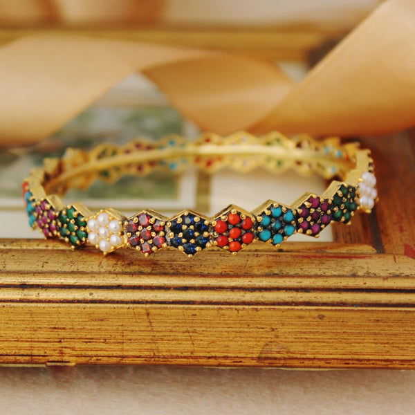 Bangle with Multi Color Stones (6239986319543)