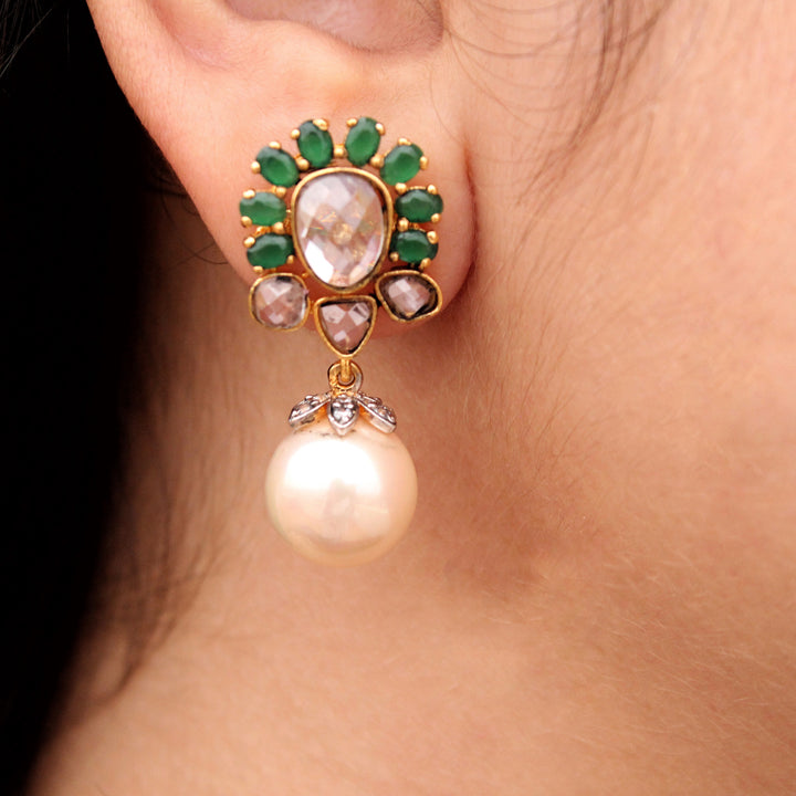 Earrings in Jade and Pearls (6906168770743)