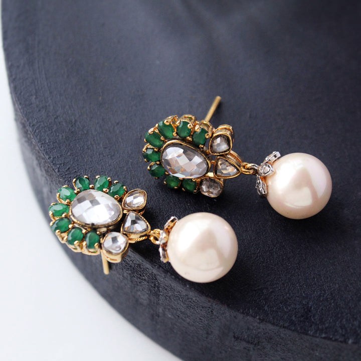 Earrings in Jade and Pearls (6906168770743)