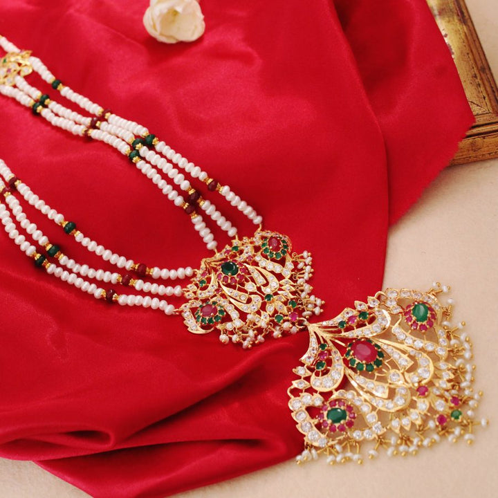 Dholna Set with Jade Chetum Pearls and Cubic Zircons (6239986614455)
