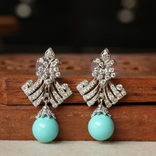 Earrings with Feroza and Zircons (6239982026935)