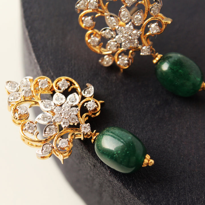Earrings in Jade and Zircons (6960779624631)