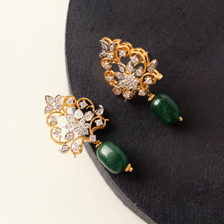 Earrings in Jade and Zircons (6960779624631)