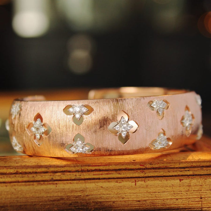 Rose Gold Bangle with Zircons (6239987630263)