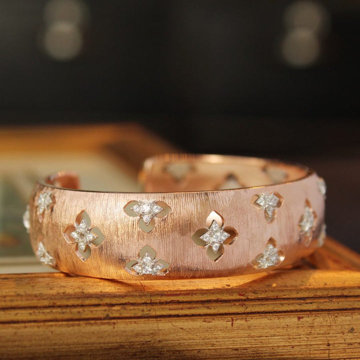 Rose Gold Bangle with Zircons (6239987630263)