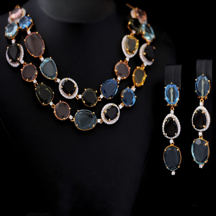 Necklace Set with Multi Color Stones (6239993954487)