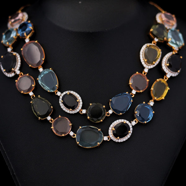 Necklace with Multi Color Stones (6239993954487)