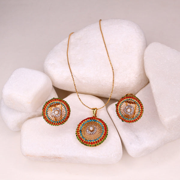 Locket Set in Multi Color Stones (7480409653482)