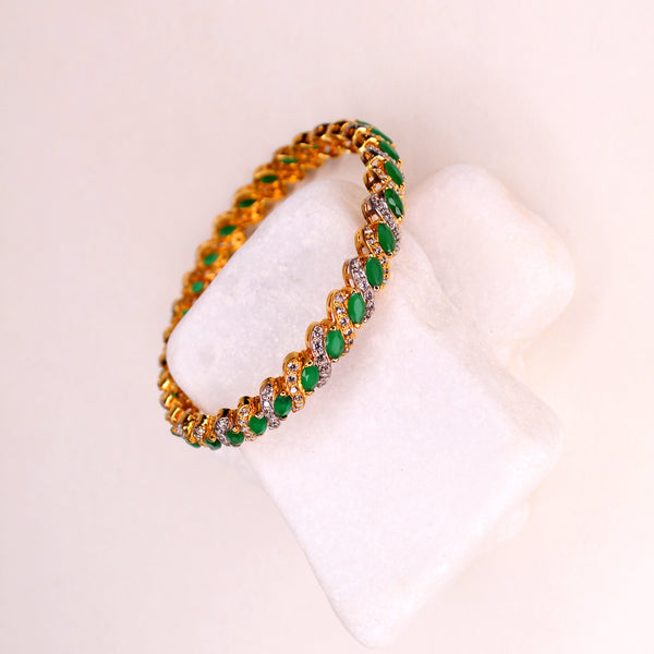 Bangle in Jade with Cubic Zircons (7484732834026)
