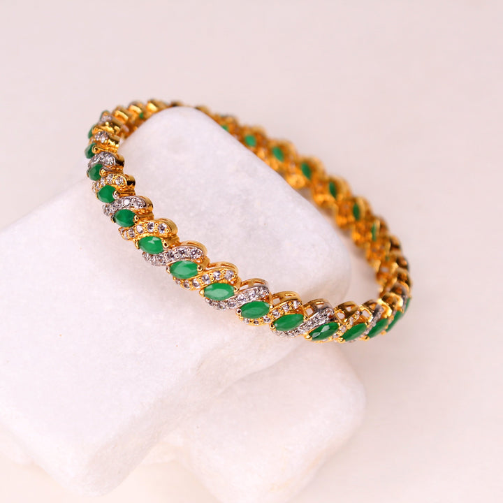 Bangle in Jade with Cubic Zircons (7484732834026)