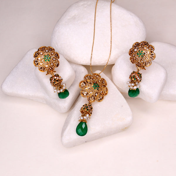 Locket Set in Jade and Cubic Zircons (7479691215082)