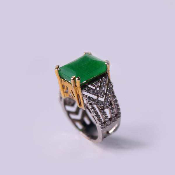 Ring in Jade and Zircons (7438317093098)