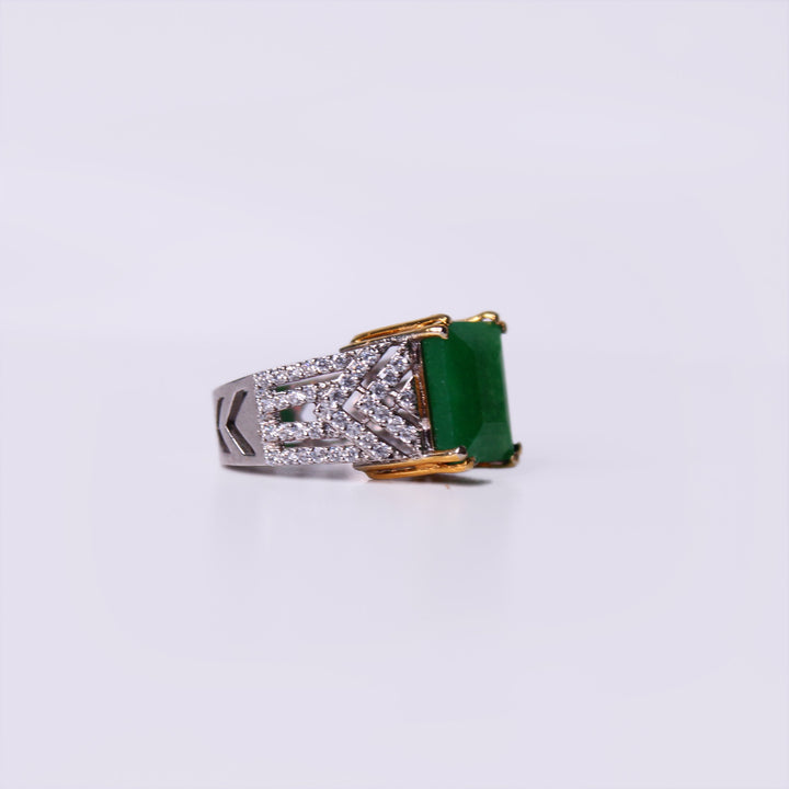 Ring in Jade and Zircons (7438317093098)