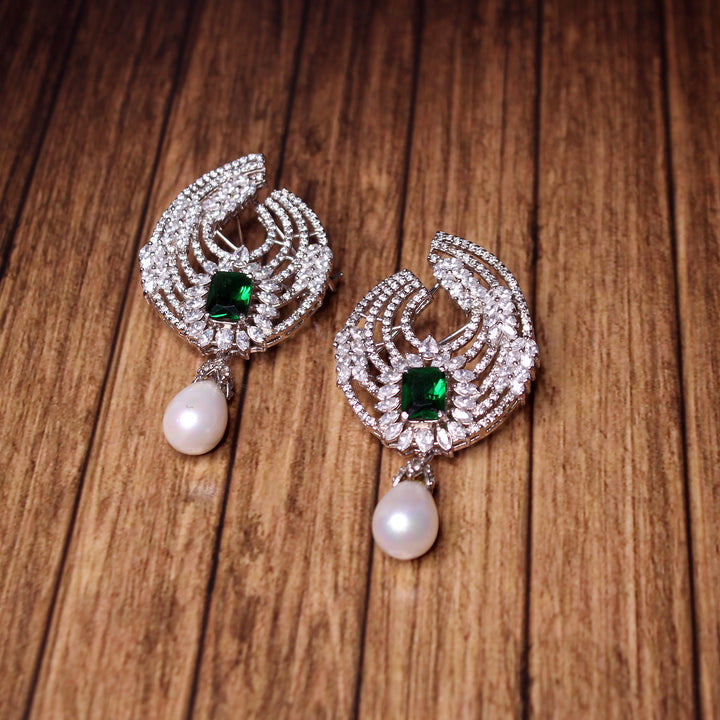 Earrings in Jade and Zircons (6981450694839)