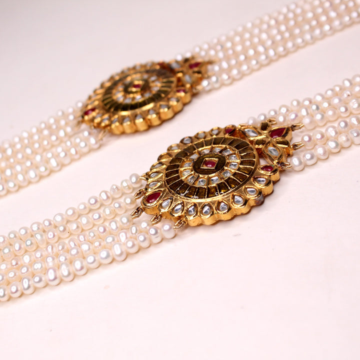 Necklace Set in Chetum Pearls and Meena Kari with Mala (7508534493418)