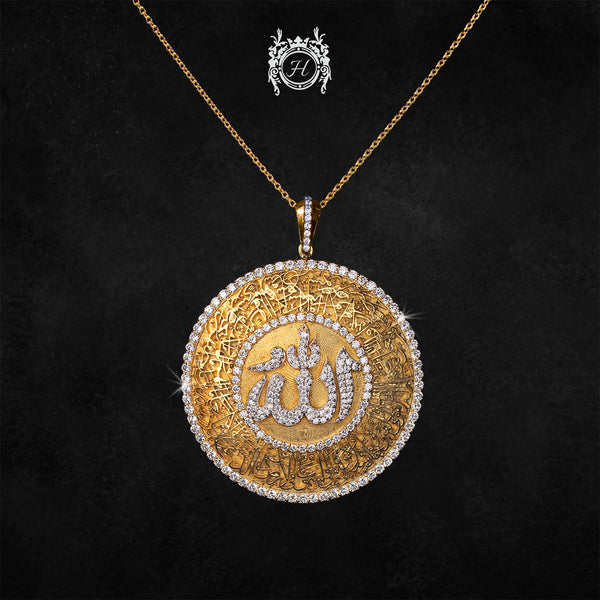 Ayat ul Kursi Pendant with ALLAH Name in Zircons