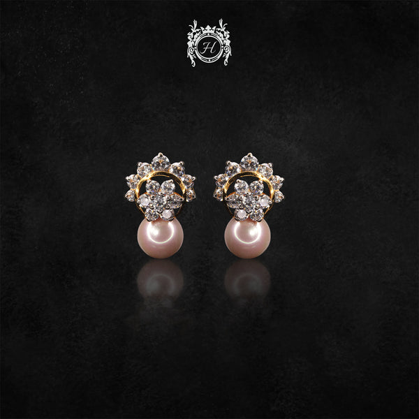 Flower Patterned Pearls Drop Earrings