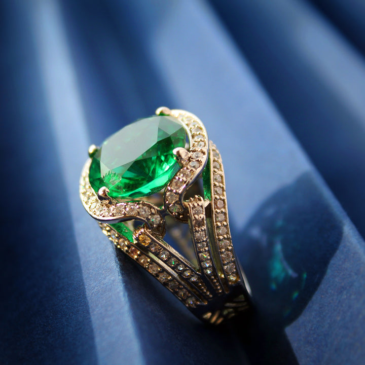 Ring in Jade and Cubic Zircons (7002471891127)