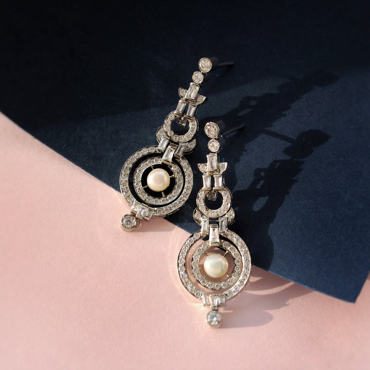 Earrings in Pearls and Zircons (6969914949815)