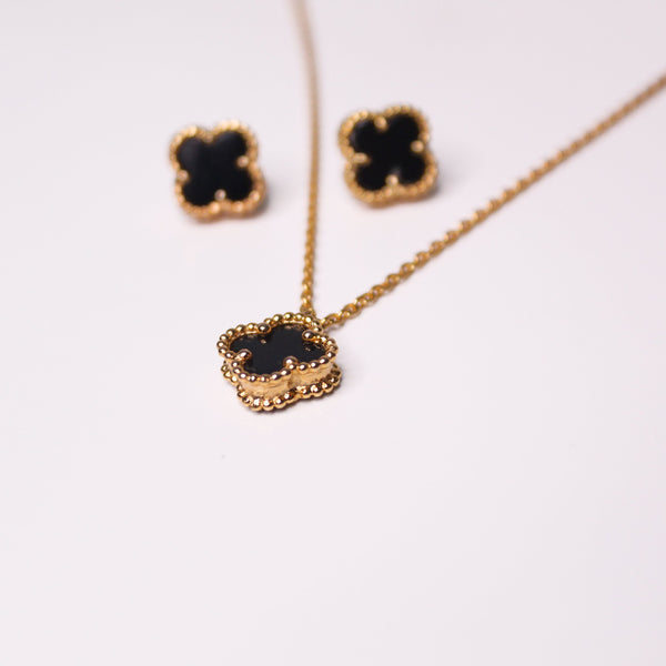 Floral Pendant Set in Black Onyx (7480329928938)