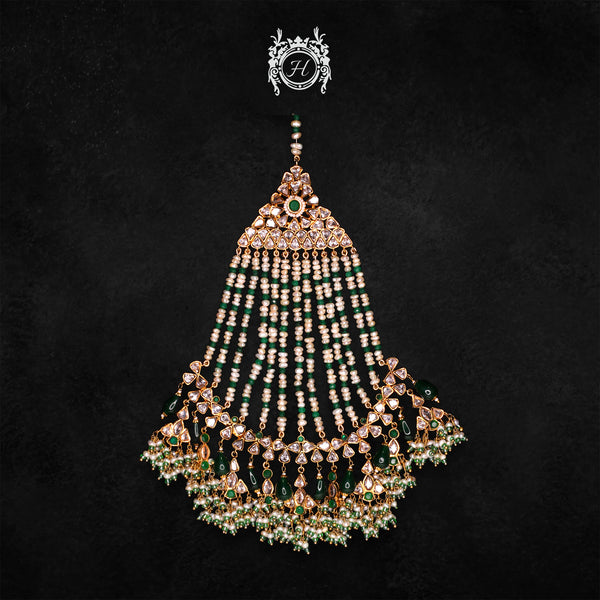 Jhumar in Jade, Polkies and Pearls