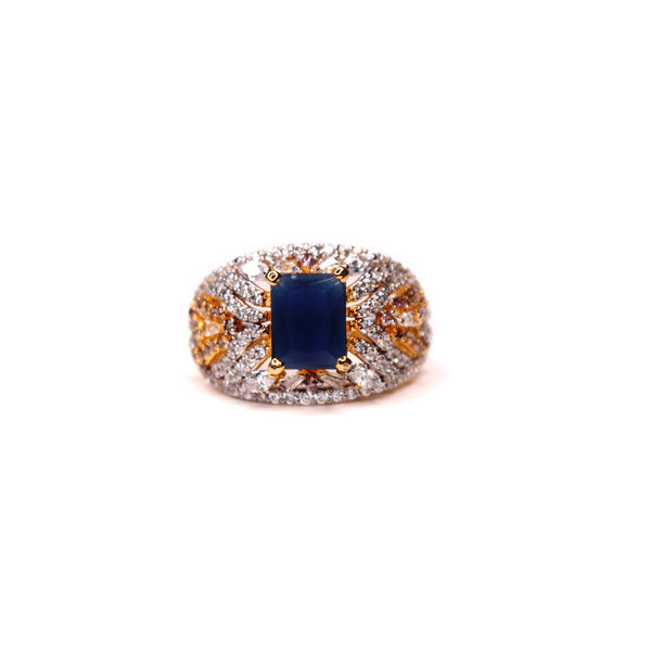 Ring in Blue Onyx and Zircons