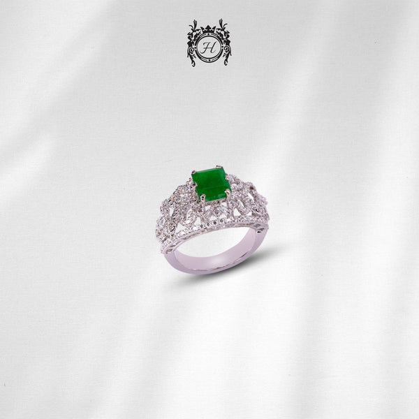 Ring in Jade and Zircons