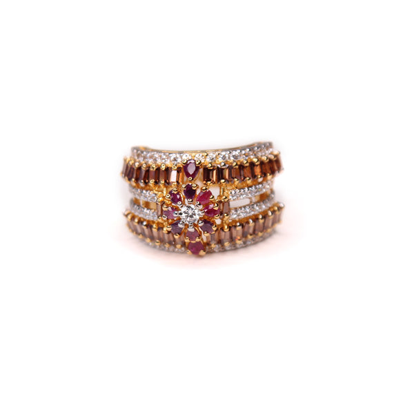 Ring in Honey color Chetum and Zircons