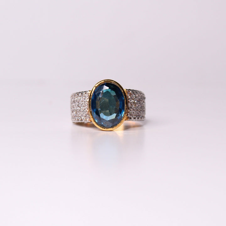 Ring in Blue Onyx with Cubic Zircons (7508857159914)