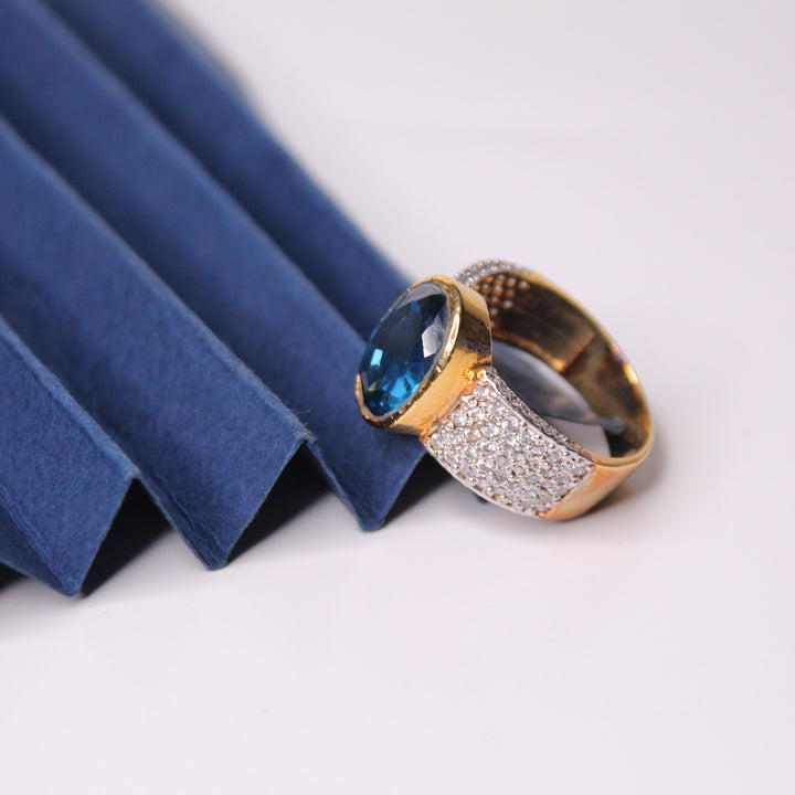 Ring in Blue Onyx with Cubic Zircons (7508857159914)