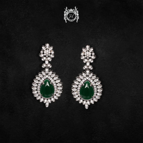 Earrings in Jade and Zircons