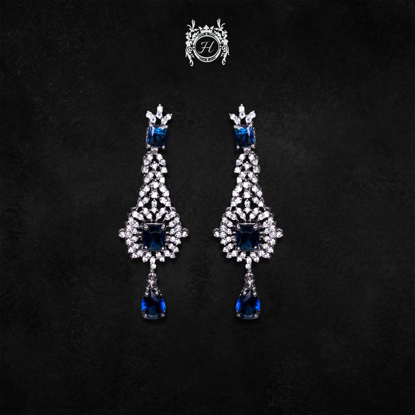 Earrings in Blue Onyx and Zircons