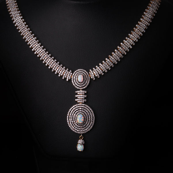 Zircon necklace with Opal Gemstone