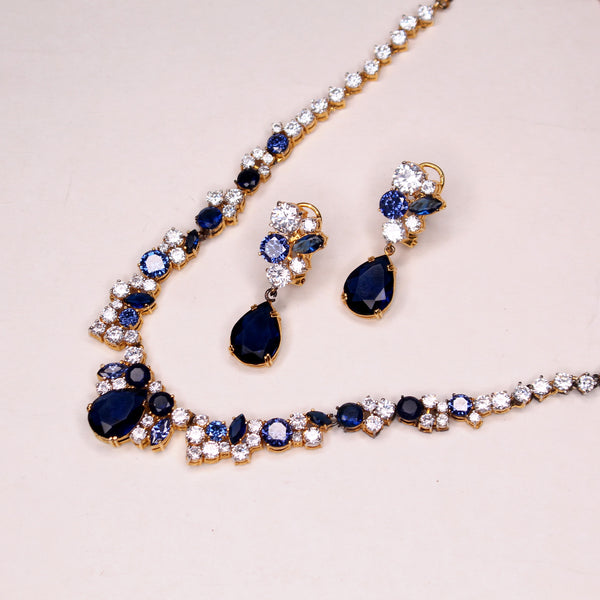 Necklace Set in Blue onyx and Cubic Zircons