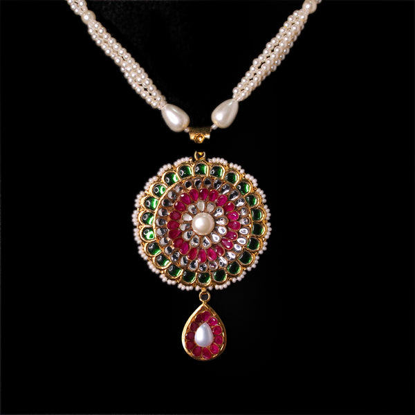 Pendant Set in Meena Kari and Kundan Work