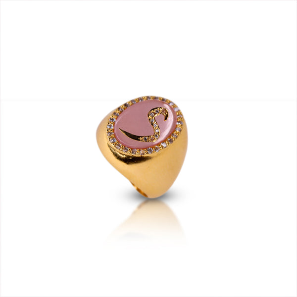 Pink Onyx Zircon ring