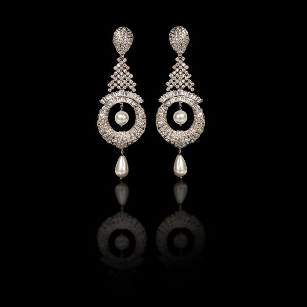 Earrings in Pearls and Cubic Zircons
