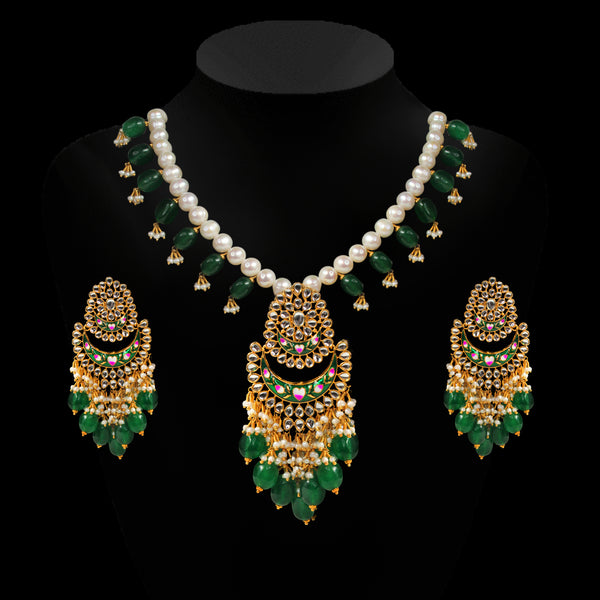 Necklace Set in Jade, Pearl and Kundhan