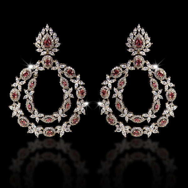 Earrings in Honey Color and Cubic Zircons