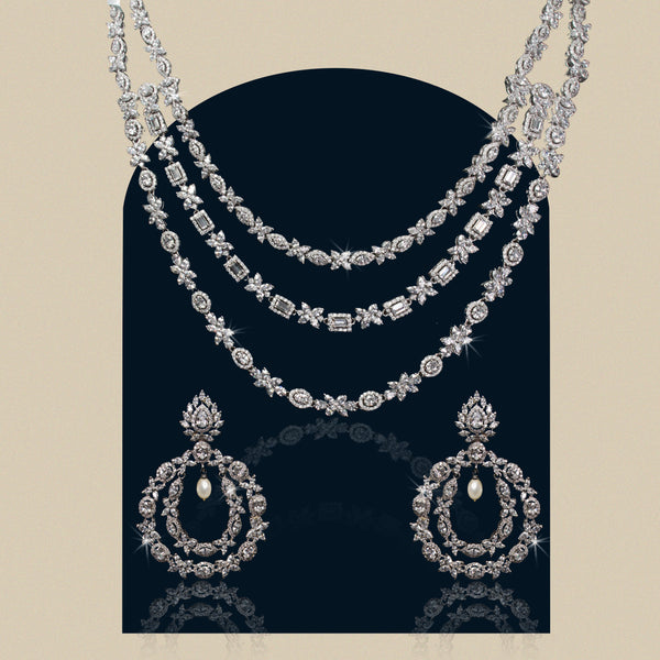 Necklace set in Pearls and Cubic Zircons