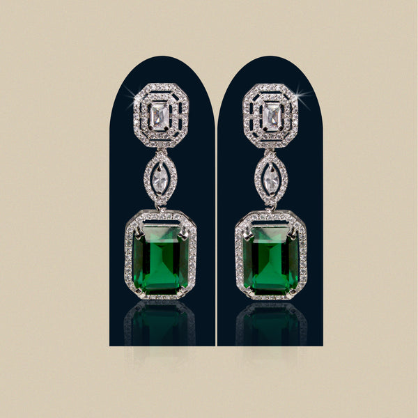 Earrings in Green Onyx and Cubic Zircons