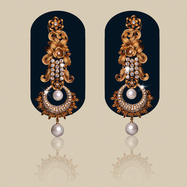 Earrings in Pearls and Zircons