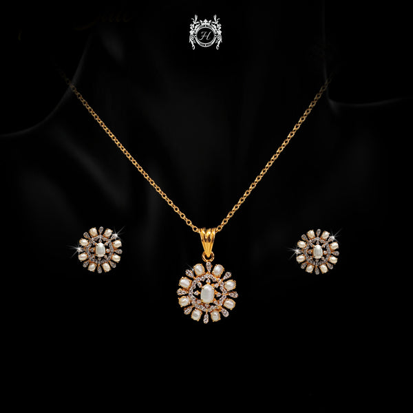 Pendant Set in Pearls and Zircons