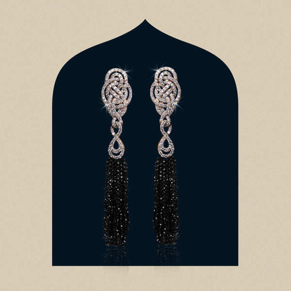 Earrings in Black Onyx and Cubic Zircons