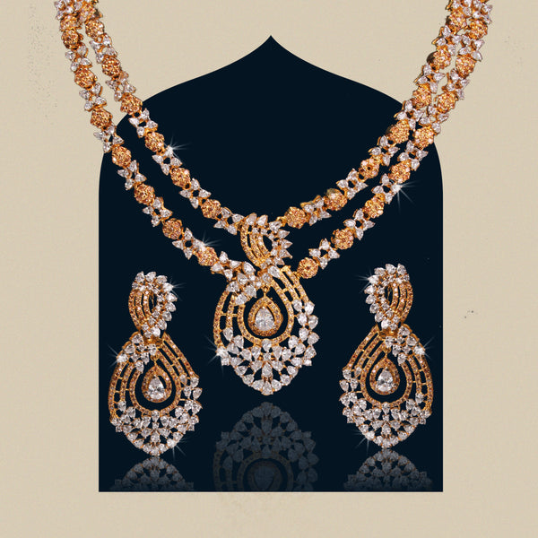 Necklace Set in Honey Color and Zircons
