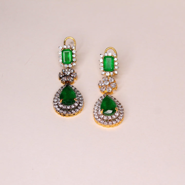 Earrings in Jade and Zircons (7352473485546)
