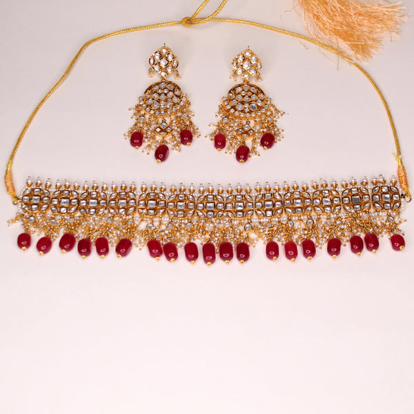 Necklace Set in Kundan Chetum and Pearls (7352473321706)